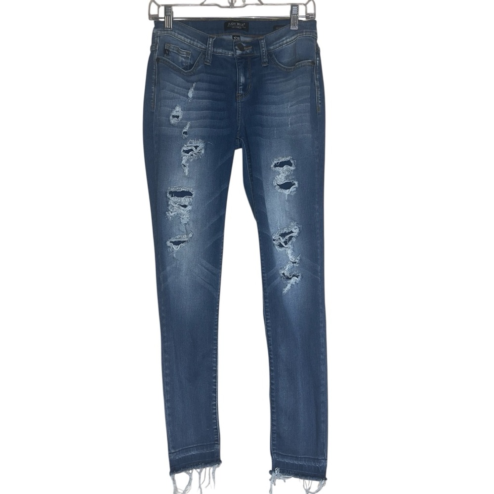 Judy Blue Patch Rip Skinny Fit Jeans Sz 7/28